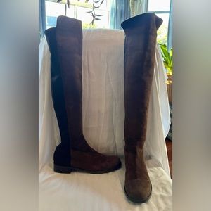 Stuart Weitzman over the knee boot size 9 Walnut brown suede, & Rounded toe